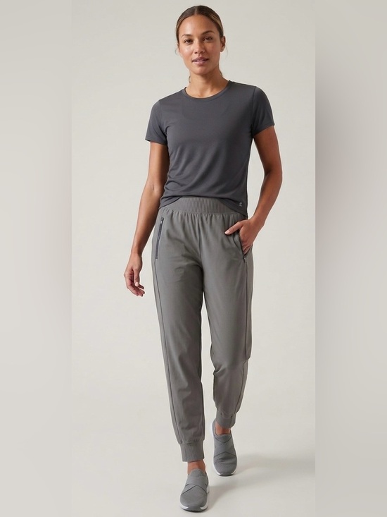 Athleta Pants - Athleta Cosmic Gray Jogger Pants - Womens High Rise Lightweight Zip Pocket